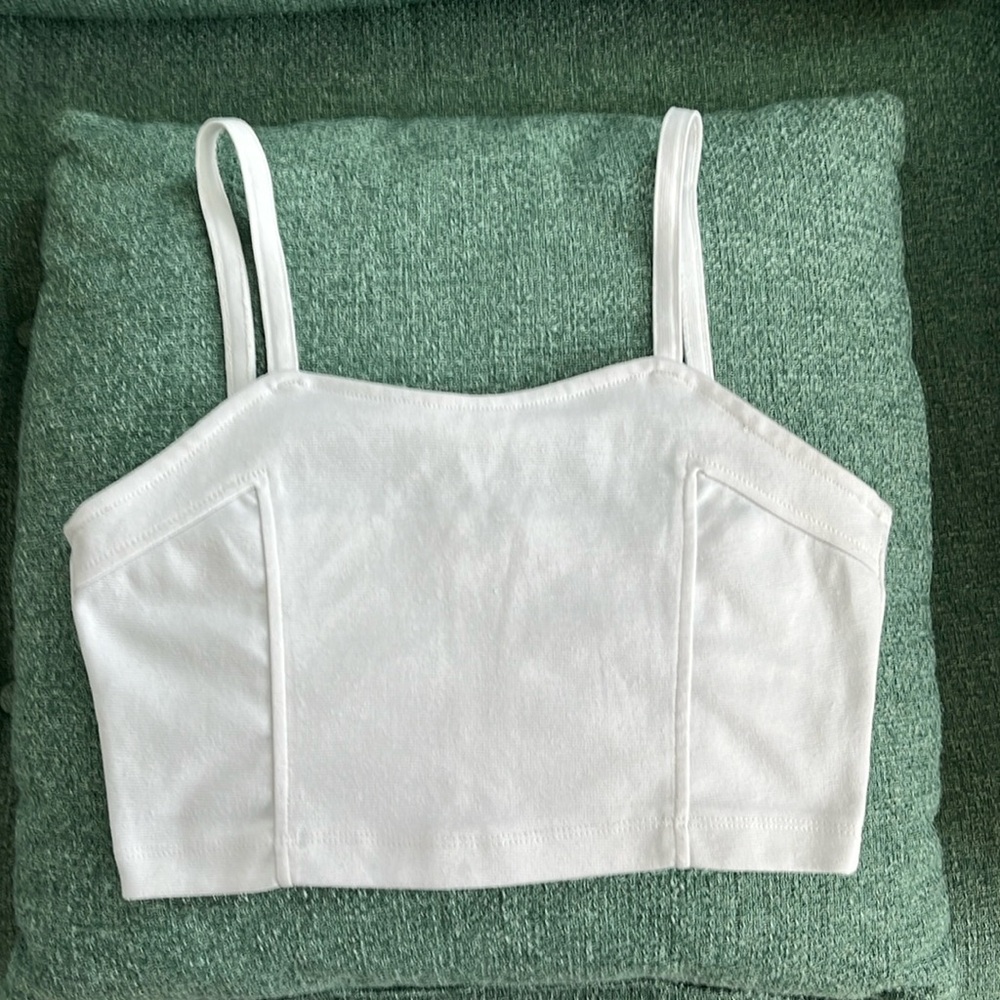 White Sleeveless Cotton Crop Top Size M
